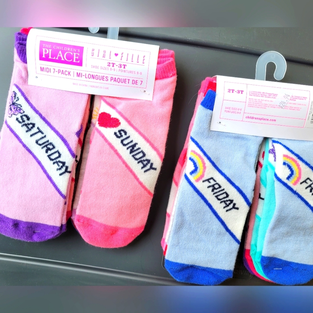 The Children's Place Days of the Week Socks - Pink, Purple, Blue